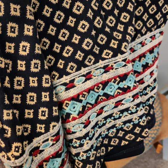 THML Navy Geometric Embroidery Faye Dress‎ - Lined & Embroidered - Large - Picture 4 of 4